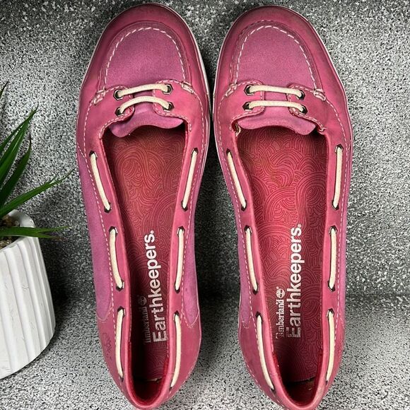 Timberland Earthkeepers Leather Pink Flats Shoes Loafers Size 7 - Picture 7 of 9